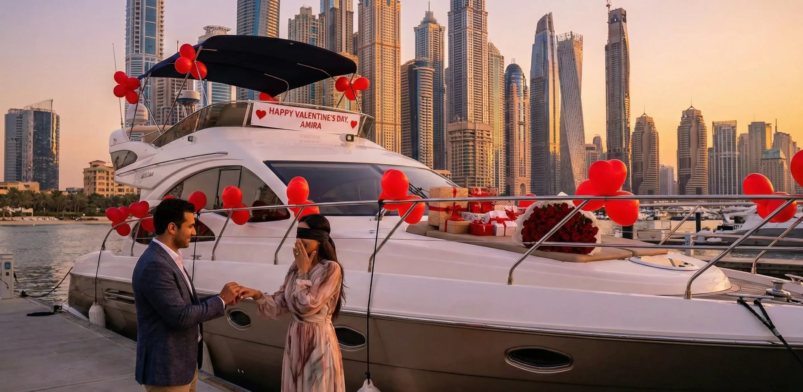 Legendary Yacht Party in Dubai Marina with DJ and Skyline View