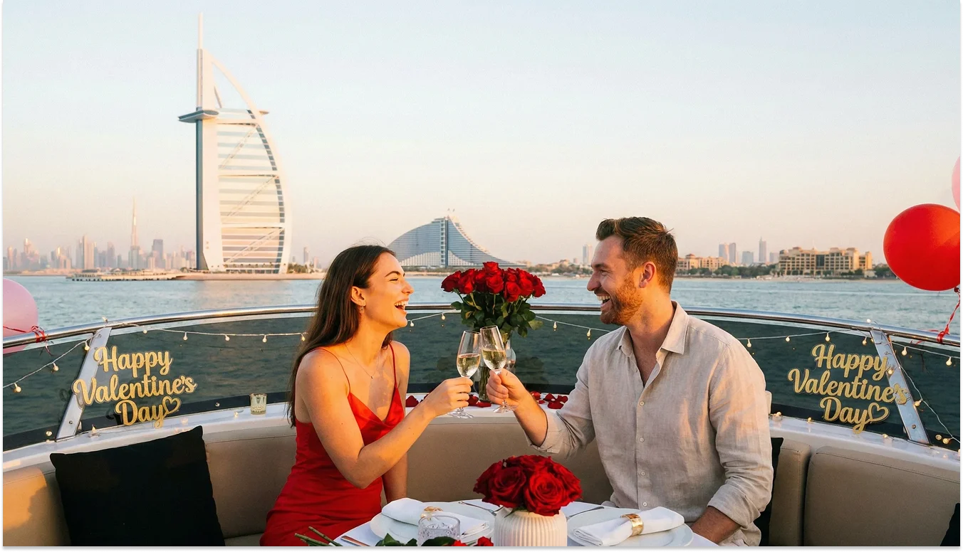 عيد الحب: رحلة بحرية رائعة لشخصين على يخت فاخر في دبي