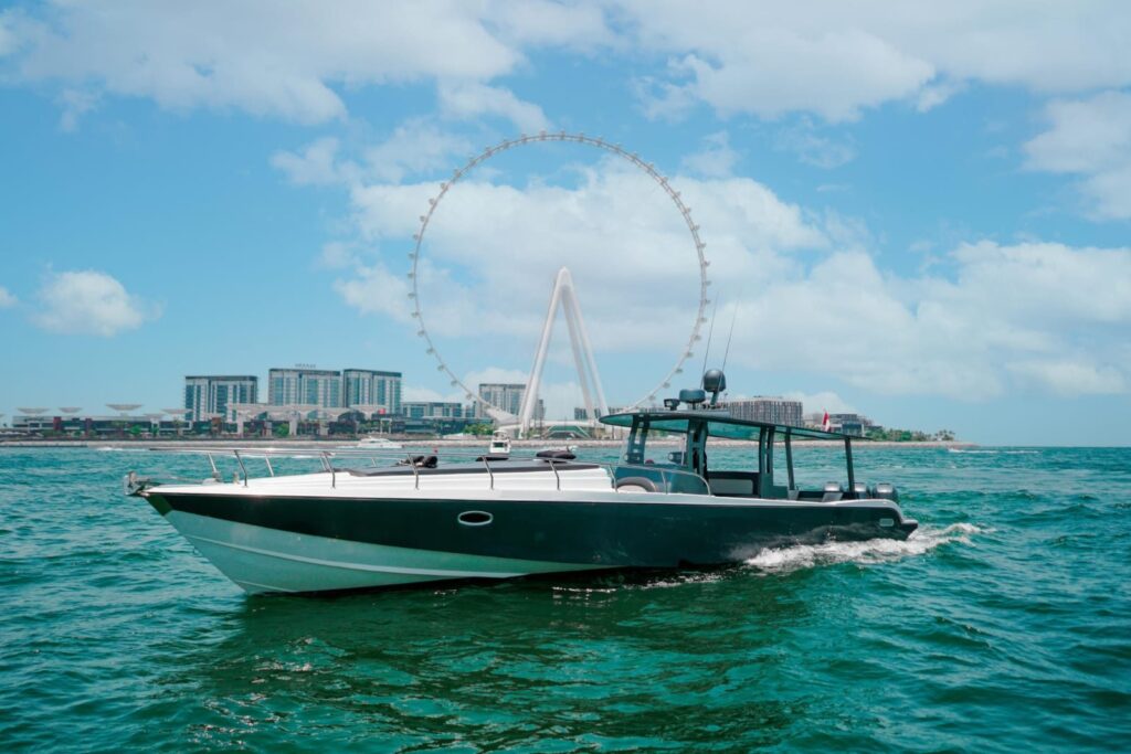 Private fishing boat in Dubai – side view